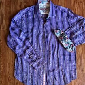 Robert Graham Purple Striped Long Sleeve Shirt